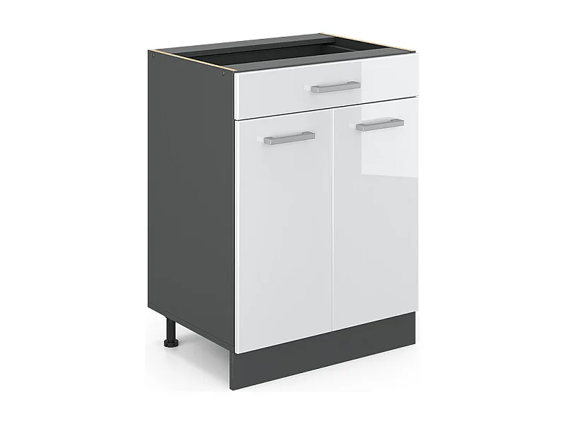 Meuble cuisine blanc haute brillance 60x46x81.6 r-line