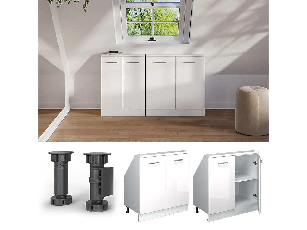 Armario de cocina para techo inclinado blanco alto brillo 80x46x81.6 r-line