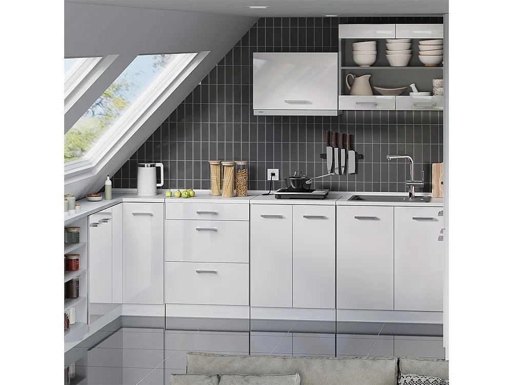 Szafka kuchenna na dach skośny biały wysoki połysk 80x46x81.6 r-line