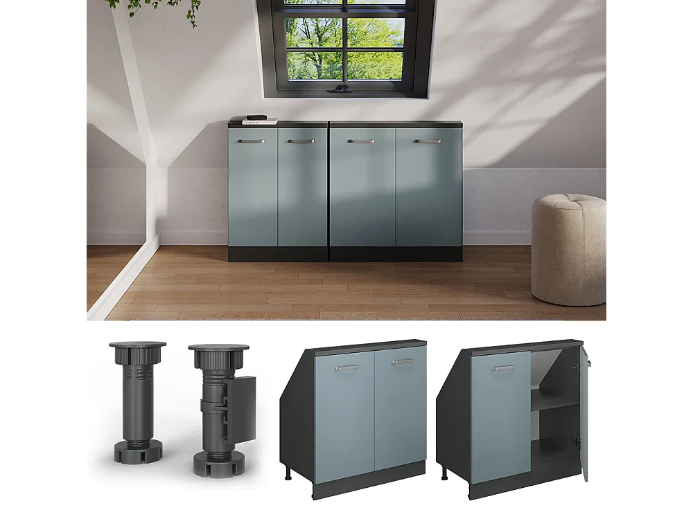 Meuble sous pente bleu-gris 80x46x81.6 r-line