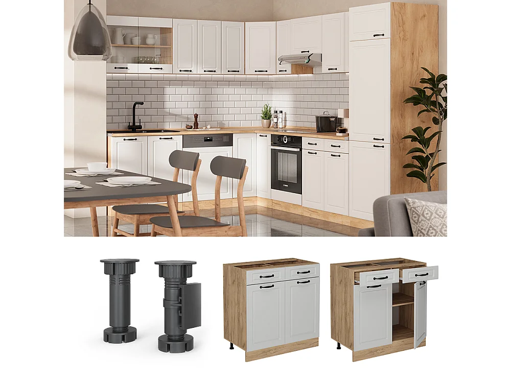 Meuble cuisine blanc campagne 80x60x81.6 r-line