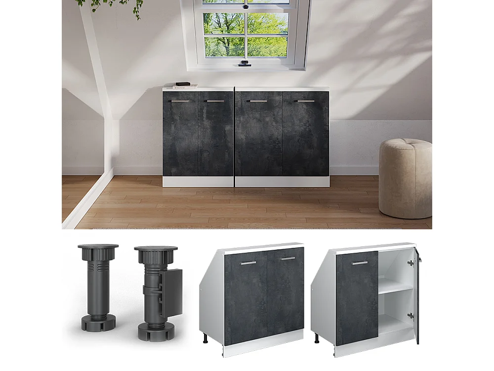 Meuble sous pente béton noir 80x46x81.6 r-line