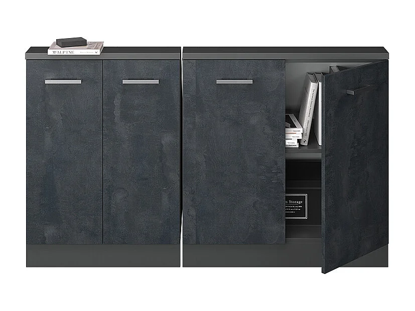 Meuble sous pente béton noir 140x46x81.6 r-line