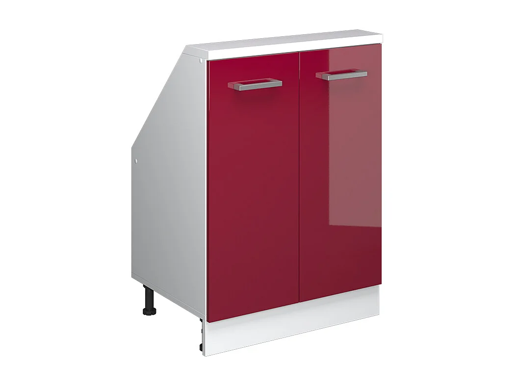 Keukenkast voor schuine wand rood hoogglans/wit 60x46x81.6 r-line