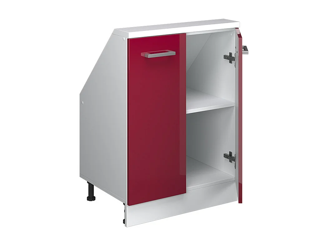 Keukenkast voor schuine wand rood hoogglans/wit 60x46x81.6 r-line