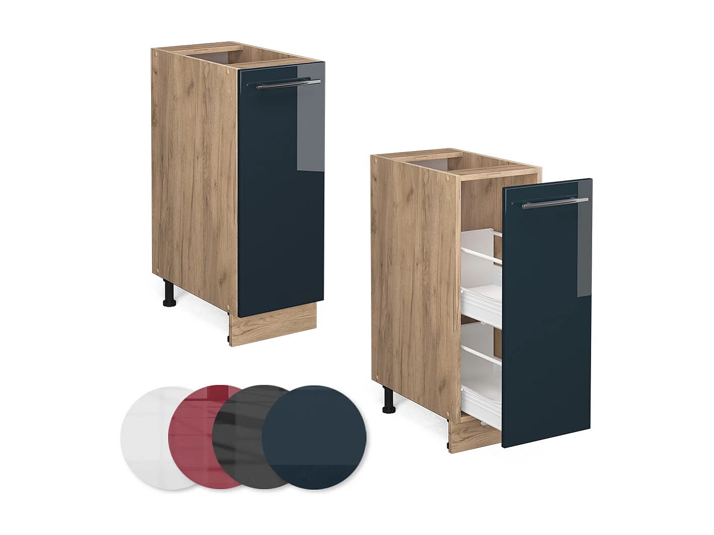 Meuble de cuisine bleu foncé brillant 30x51.6x82 fame-line