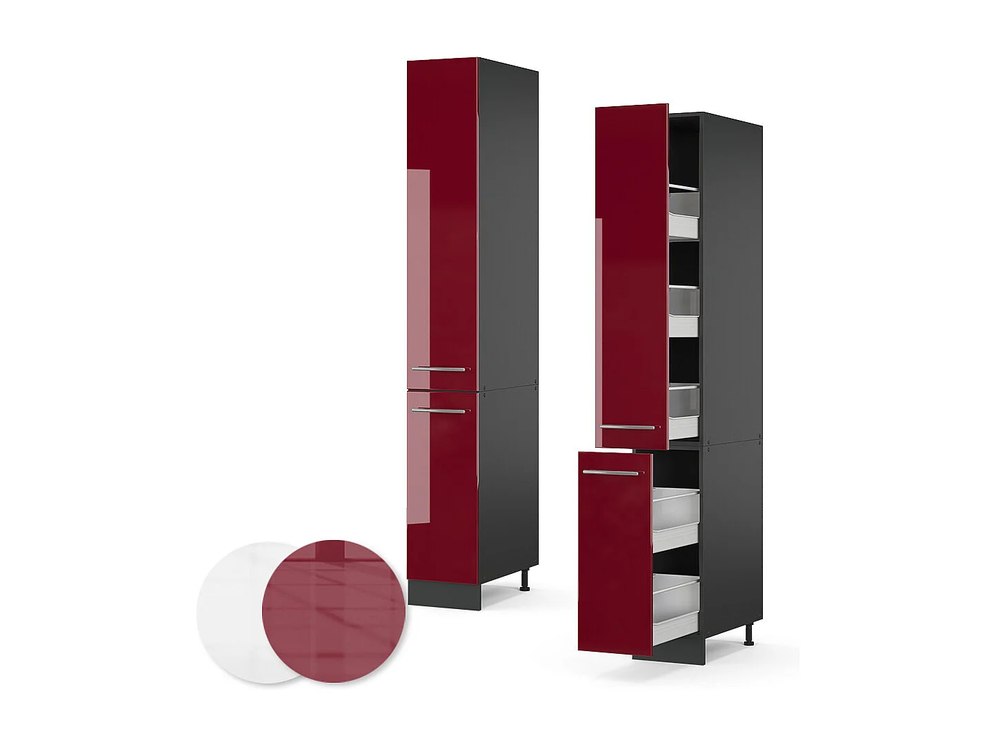 Armario de farmacia rojo burdeos alto brillo 30x58x206.8 fame-line