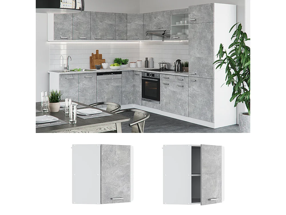 Armario colgante de esquina hormigón 57x34.1x60 r-line