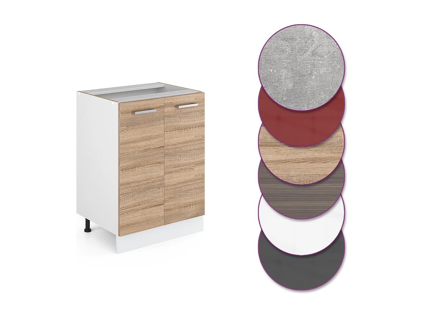 Meuble bas de cuisine sonoma 60x46x81.6 r-line