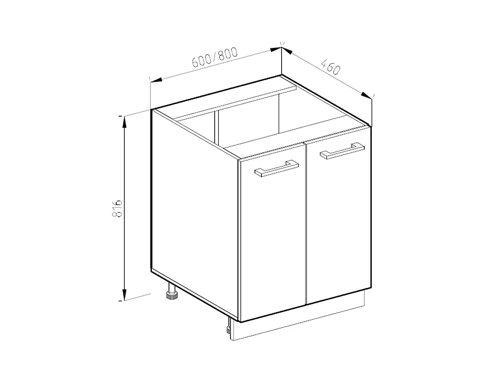 Meuble bas de cuisine sonoma 60x46x81.6 r-line