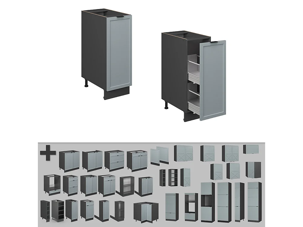 Apothekerschrank hellblau-grau 30x60x82 fame-line