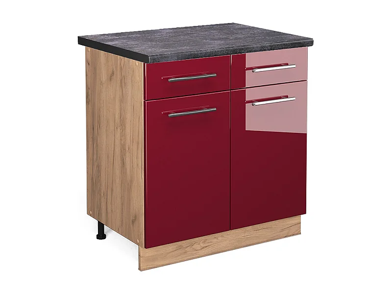 Küchenunterschrank bordeaux hochglanz 80x60x82 fame-line
