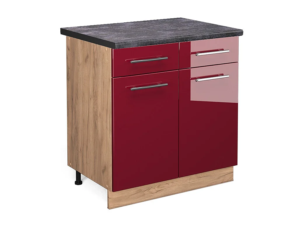 Küchenunterschrank bordeaux hochglanz 80x60x82 fame-line