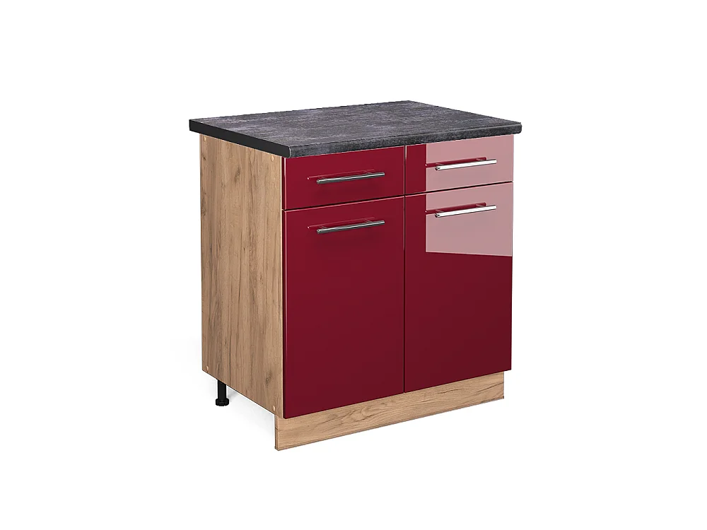 Meuble cuisine rouge bordeaux haute brillance 80x60x82 fame-line