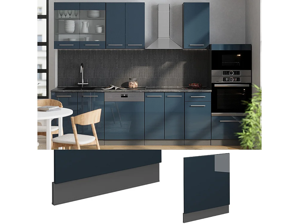 Frontpaneel donkerblauw hoogglans 60x1.6x67.4 fame-line