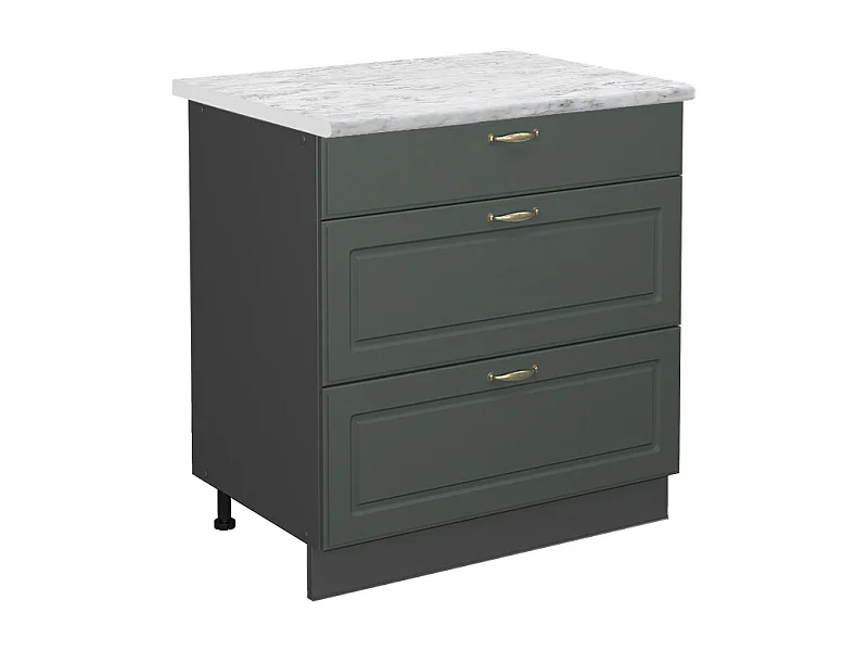 Mueble bajo de cocina verde dorado casa de campo 80x60x82 fame-line