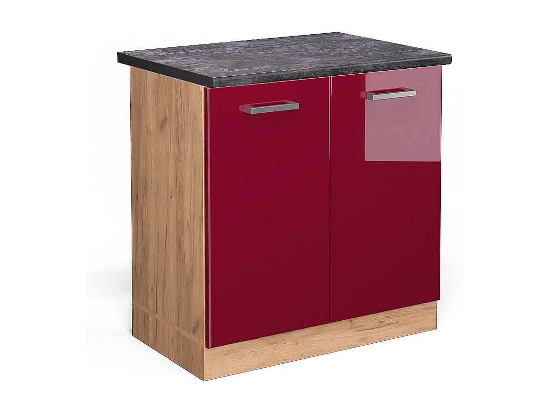 Meuble bas sous-évier rouge brillant 80x60x81.6 r-line