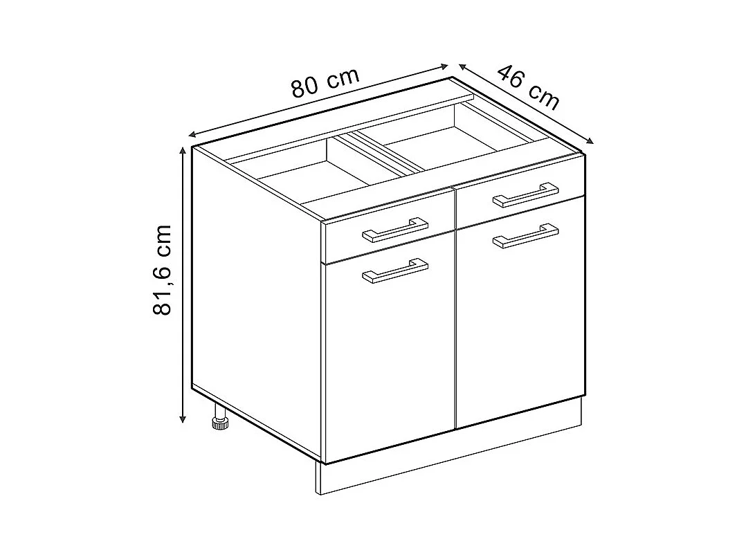 Mueble bajo de cocina gris azulado 80x46x81.6 r-line