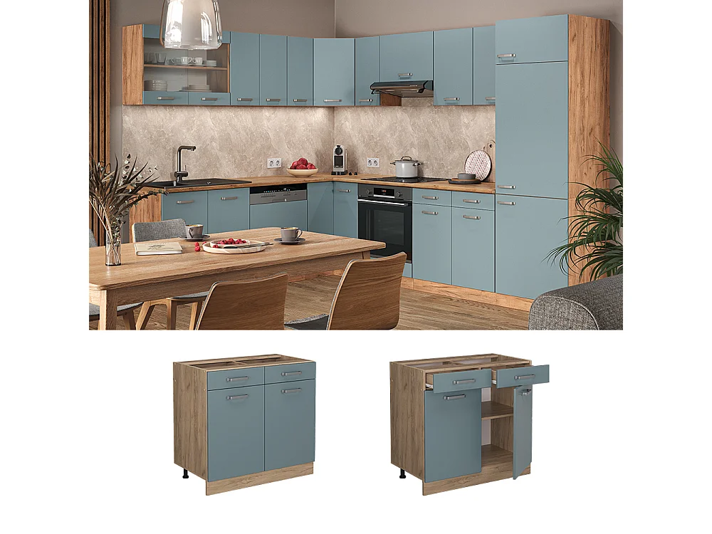 Meuble cuisine bleu-gris 80x46x81.6 r-line
