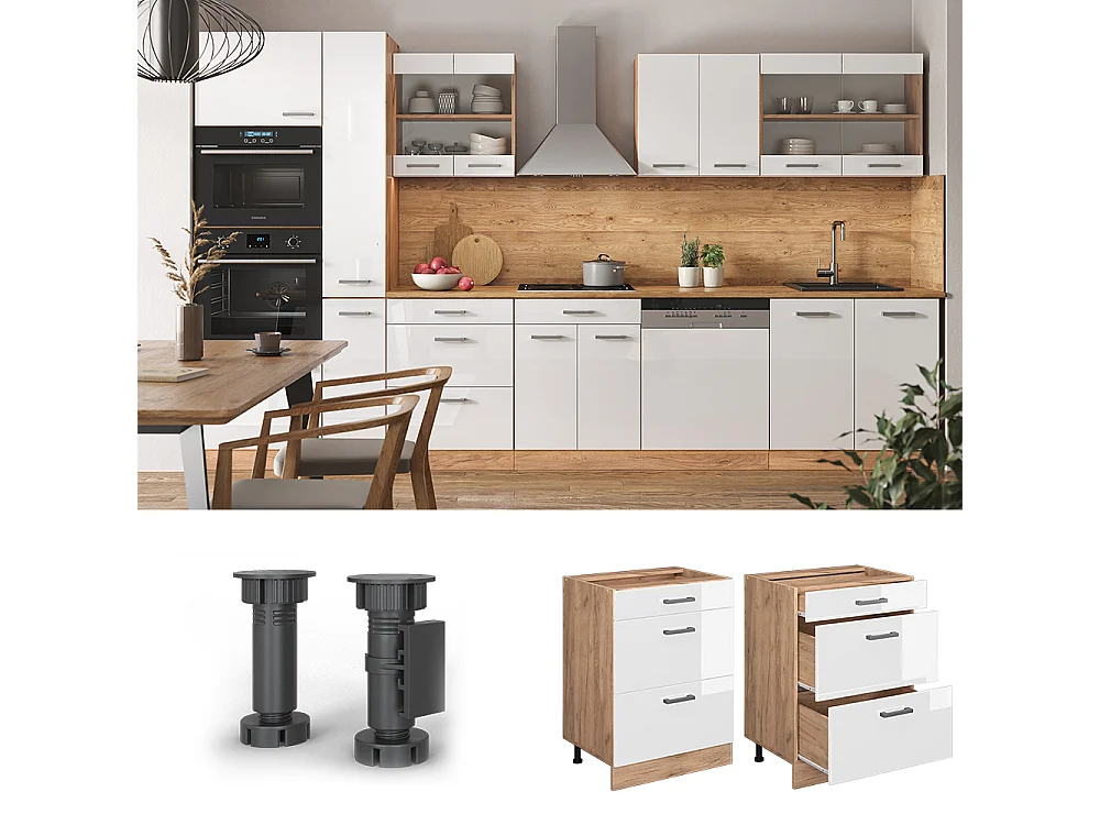 Meuble cuisine blanc haute brillance 60x60x81.6 r-line