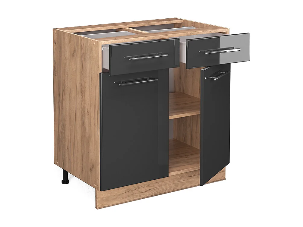 Mobiletto base per cucina antracite lucido 80x51.6x82 fame-line