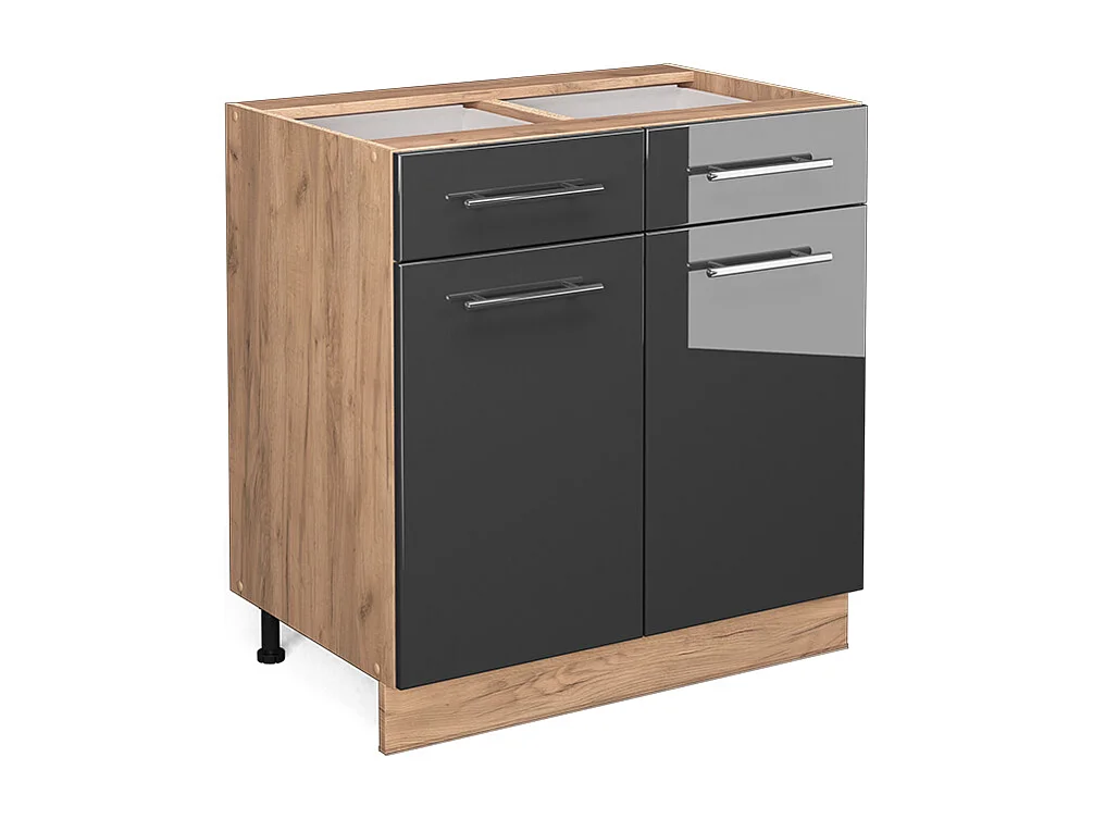 Meuble cuisine anthracite haute brillance 80x51.6x82 fame-line