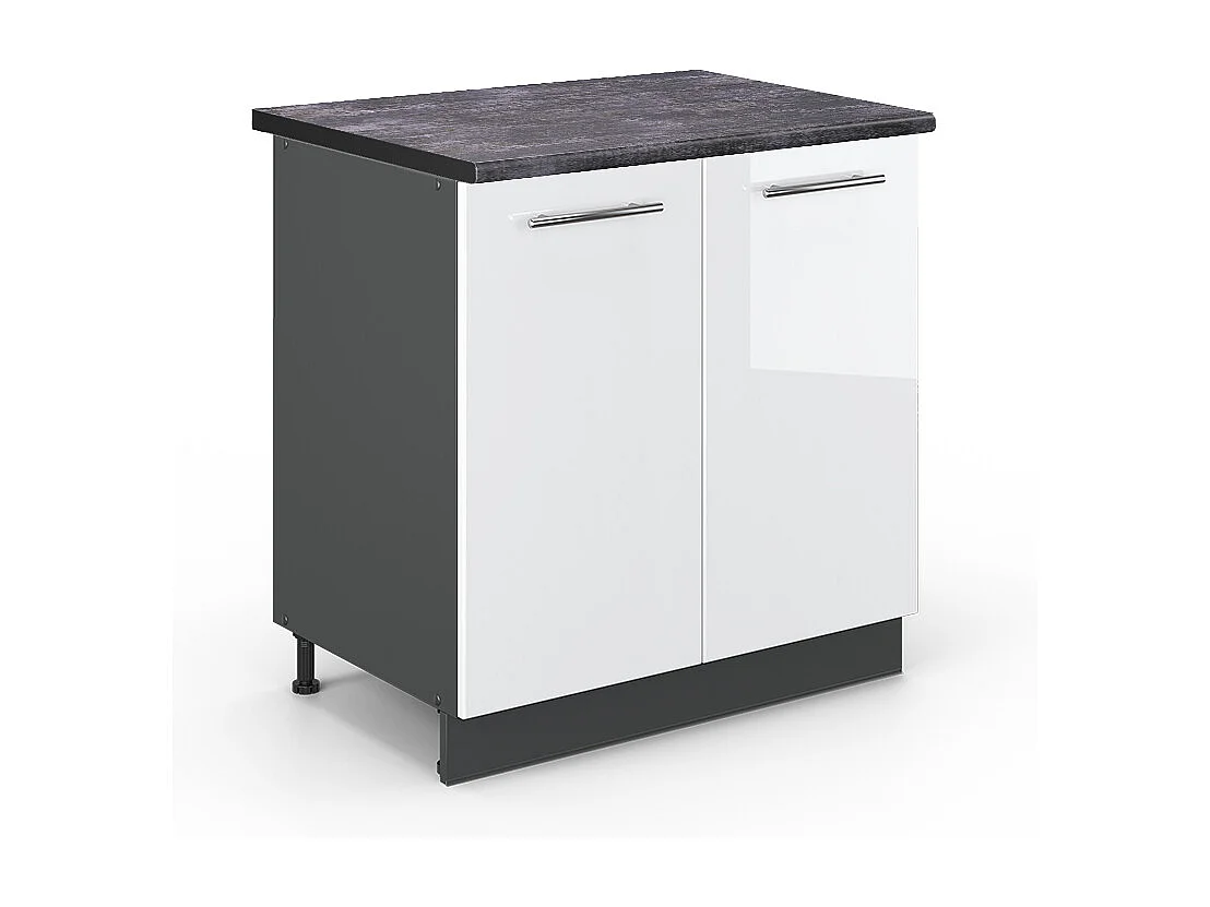 Meuble bas sous-évier blanc haute brillance 80x60x82 fame-line