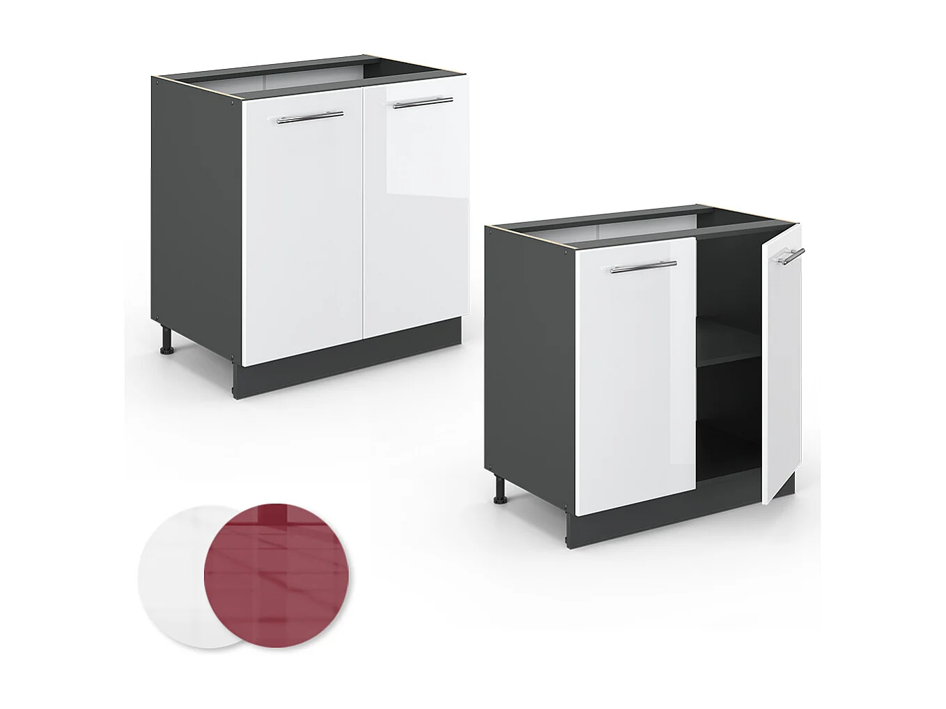 Meuble bas sous-évier blanc haute brillance 80x60x82 fame-line