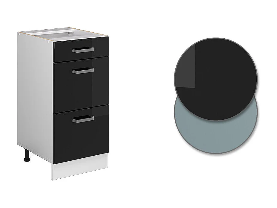 Mueble bajo de cocina negro brillo intenso 40x46x81.6 r-line