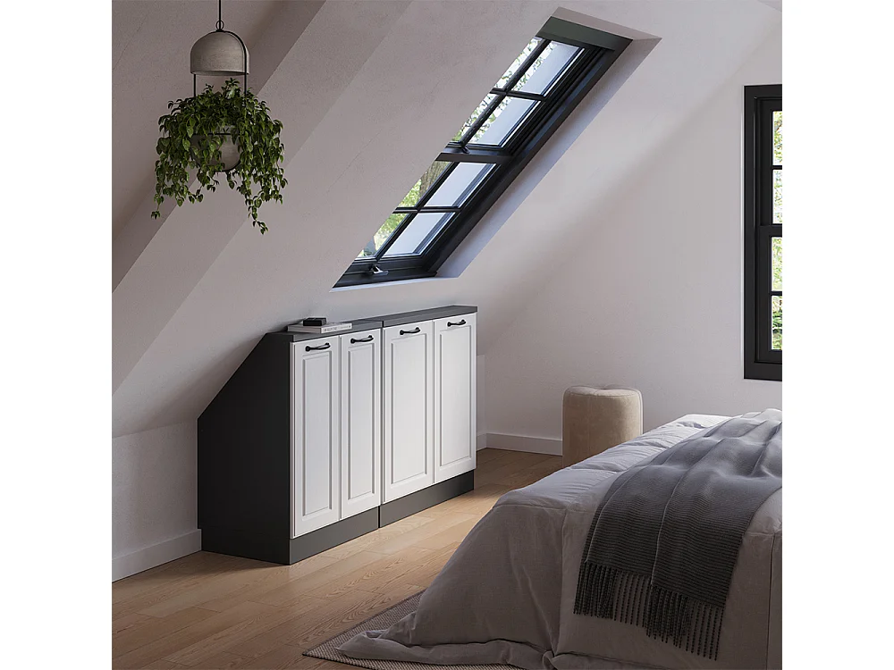 Meuble sous pente blanc campagne 140x46x81.6 r-line