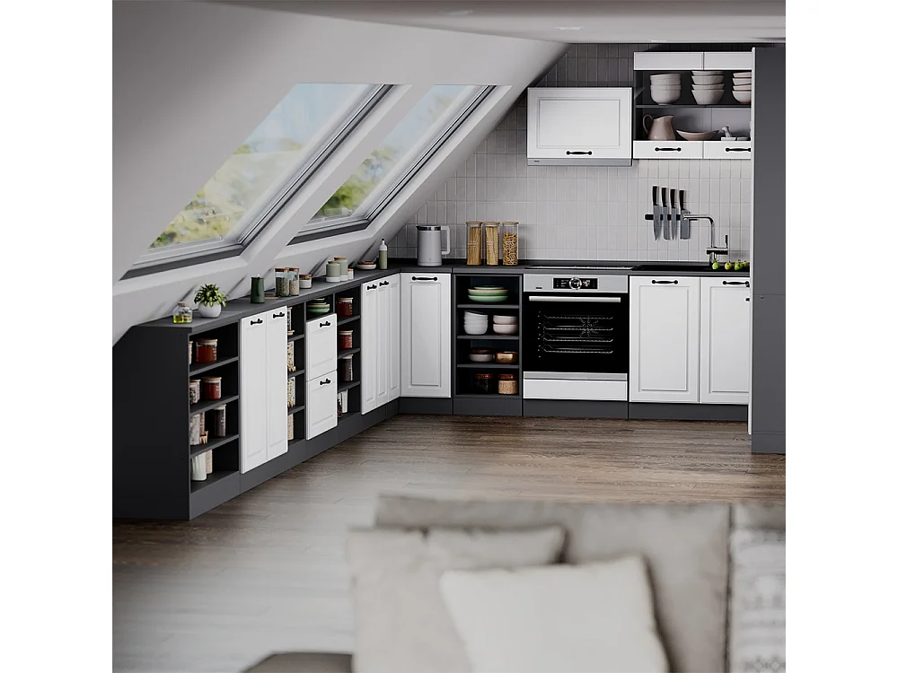 Szafka kuchenna na dach skośny biały domek wiejski 140x46x81.6 r-line