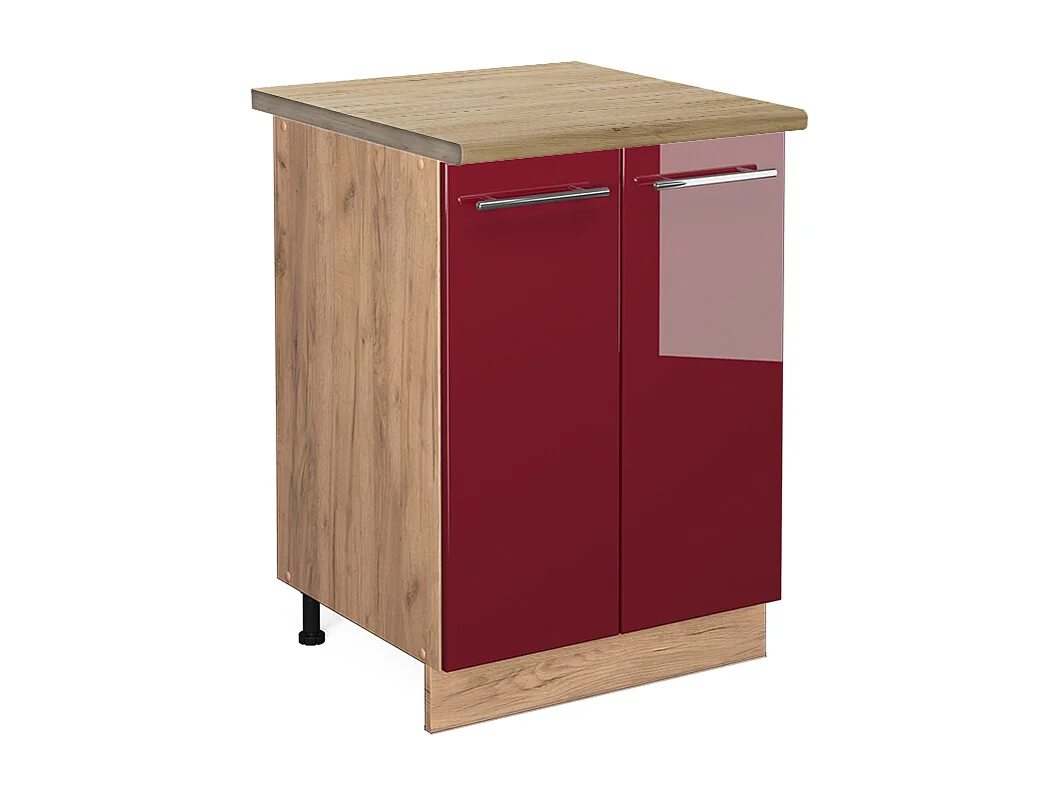 Meuble bas de cuisine rouge bordeaux haute brillance 60x60x82 fame-line