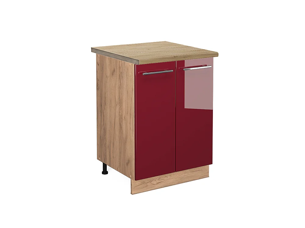 Meuble bas de cuisine rouge bordeaux haute brillance 60x60x82 fame-line