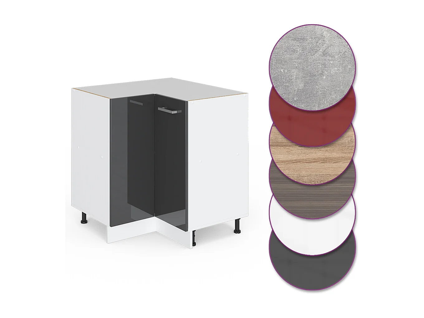 Hoekkast antraciet hoogglans 75.6x46x81.6 r-line