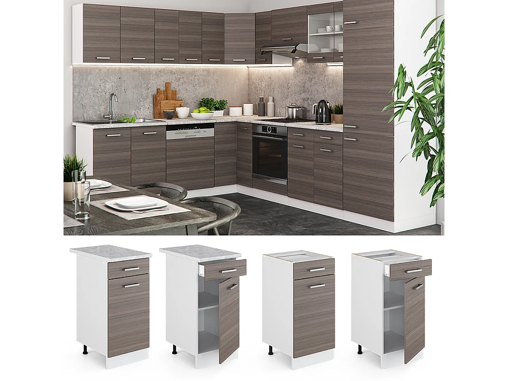 Meuble cuisine gris noble 40x60x81.6 r-line