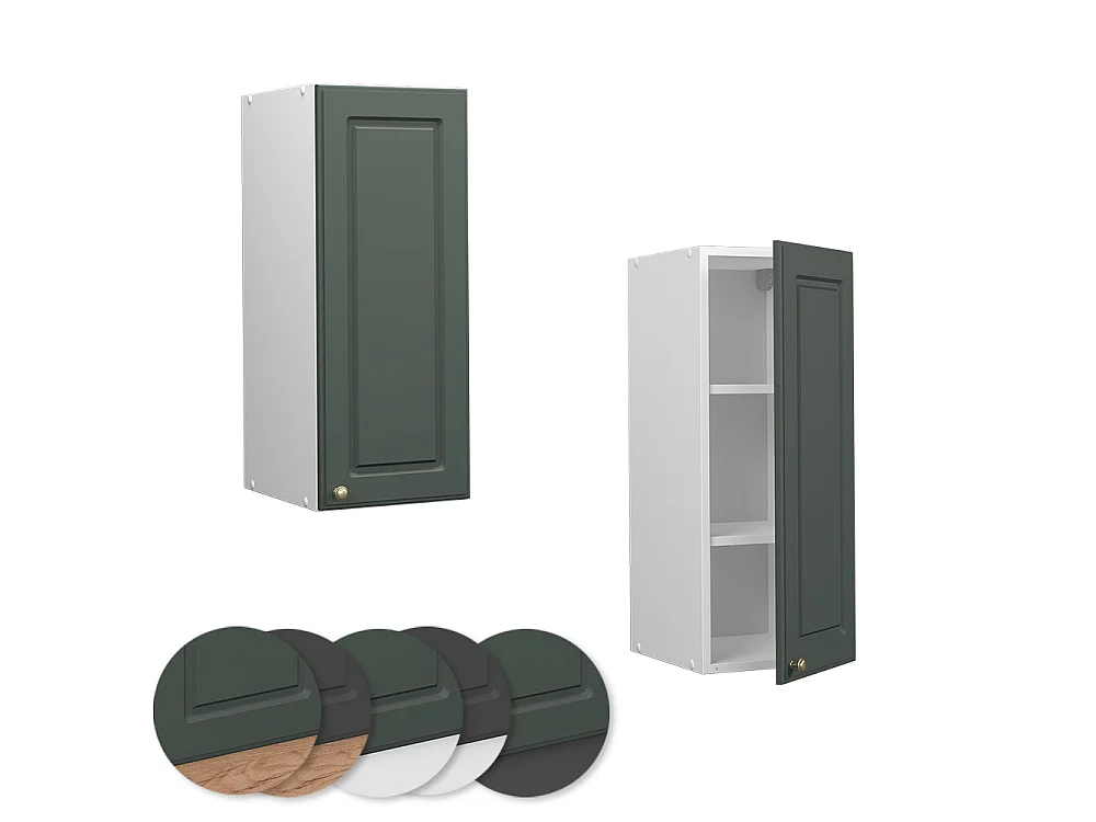 Wall cabinet green-gold country house 30x34.1x72 fame-line