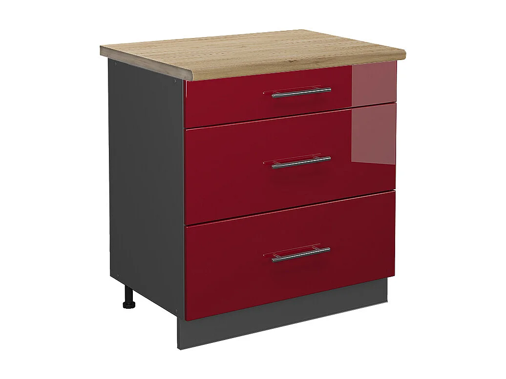 Küchenunterschrank bordeaux hochglanz 80x60x82 fame-line