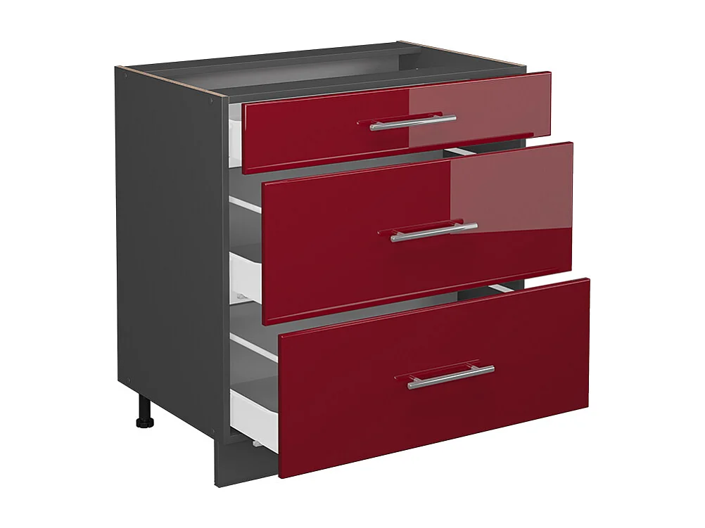 Küchenunterschrank bordeaux hochglanz 80x60x82 fame-line