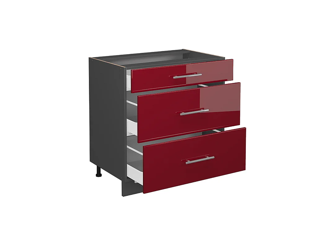 Meuble cuisine rouge bordeaux haute brillance 80x60x82 fame-line