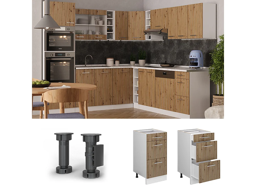 Mueble bajo de cocina roble artesanal 40x60x81.6 r-line