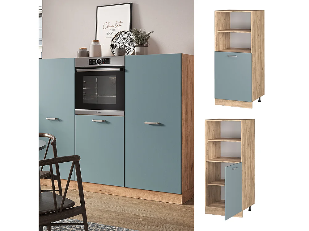 Meuble pour four bleu-gris 60x57x143 r-line