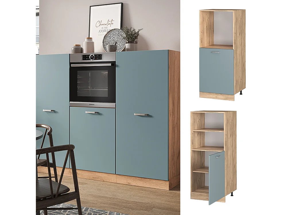 Meuble pour four bleu-gris 60x57x143 r-line