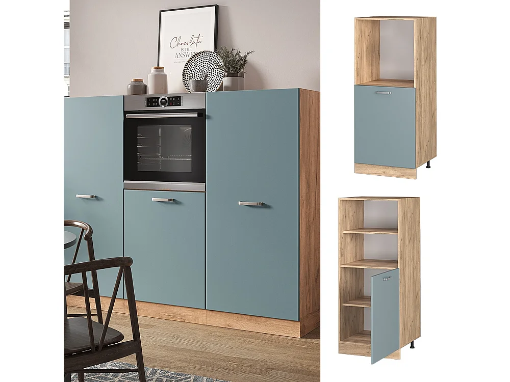 Meuble pour four bleu-gris 60x57x143 r-line