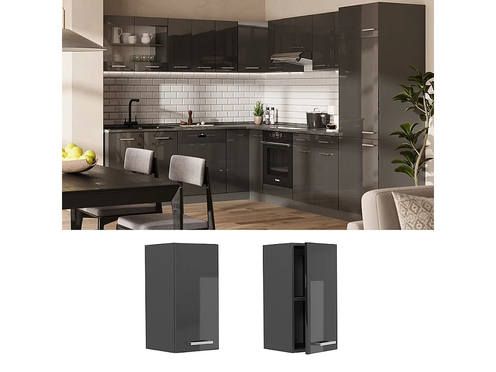 Elément haut de cuisine anthracite haute brillance 30x31x60 r-line