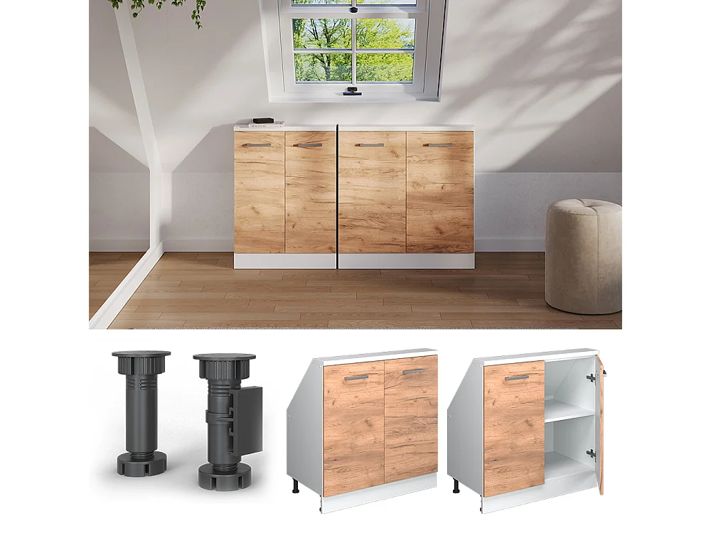 Meuble sous pente chêne de force doré 80x46x81.6 r-line