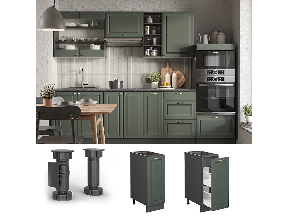 Meuble de cuisine vert or campagne 30x51.6x82 fame-line