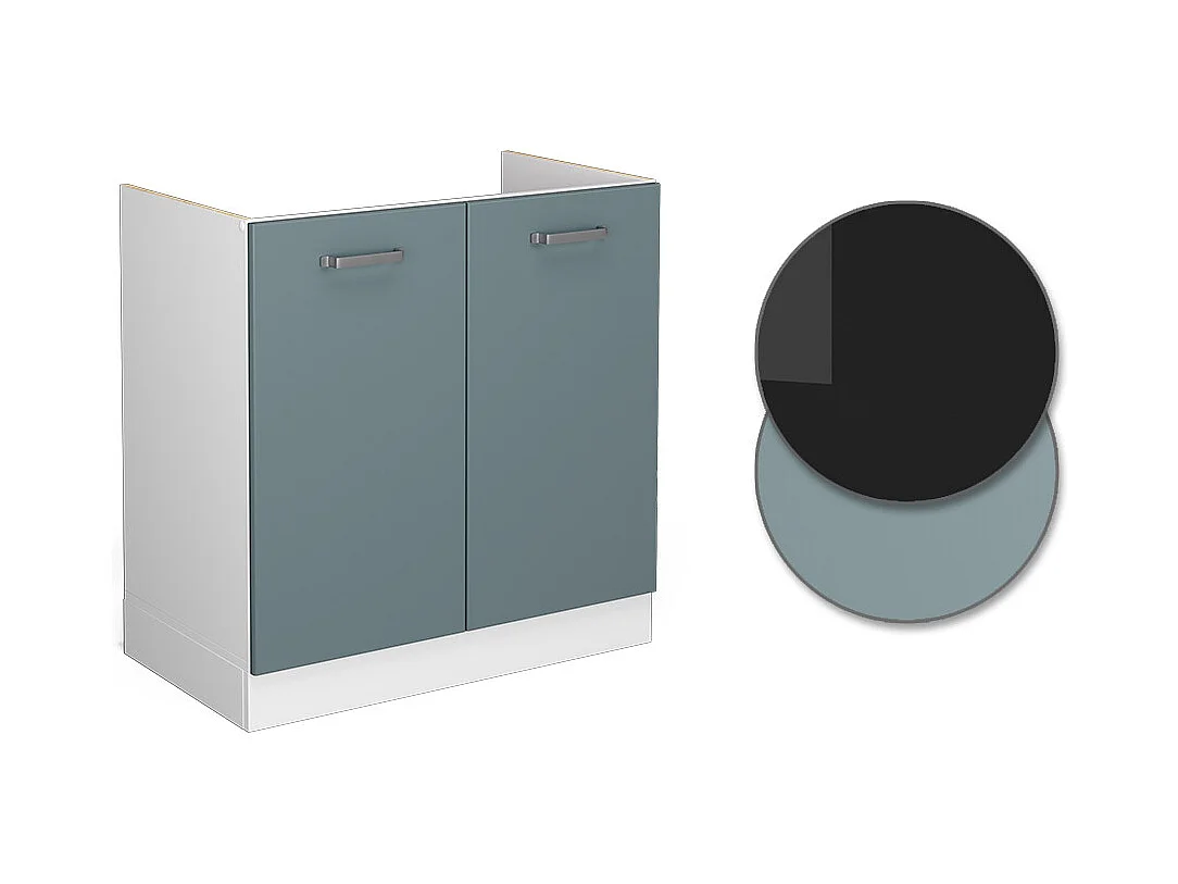 Meuble bas sous-évier bleu-gris 80x46x81.6 r-line