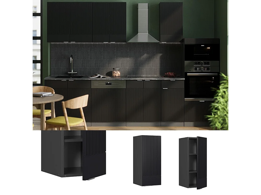Wall cabinet black striped 30x34.1x72 fame-line