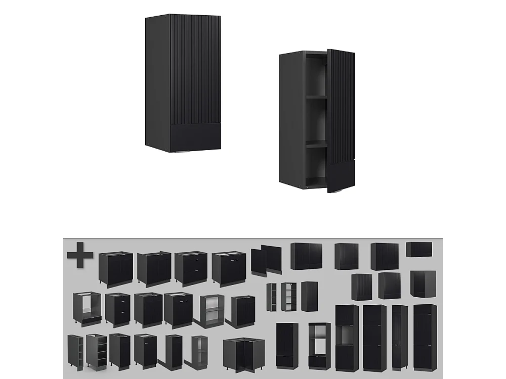 Wall cabinet black striped 30x34.1x72 fame-line
