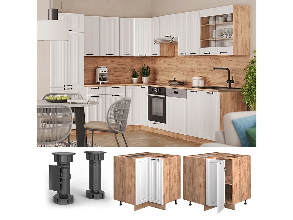 Mobile ad angolo cucina Bianco rustico 80.5x60x82 fame-line